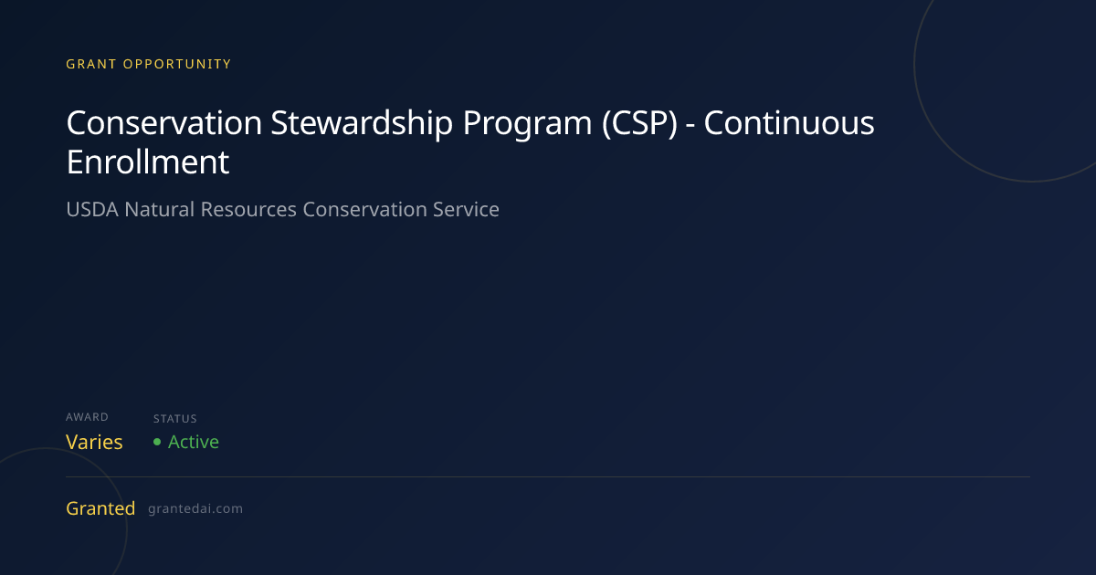 Conservation Stewardship Program (CSP) - Continuous Enrollment (2026 ...