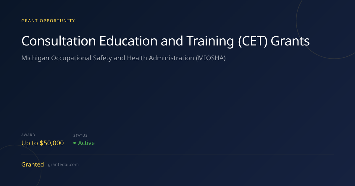 Consultation Education and Training (CET) Grants (2026) | Granted AI