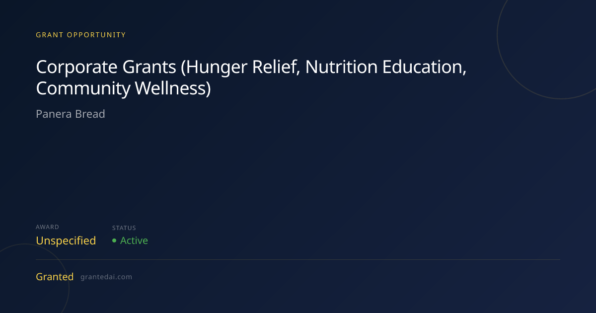 Corporate Grants (Hunger Relief, Nutrition Education, Community ...