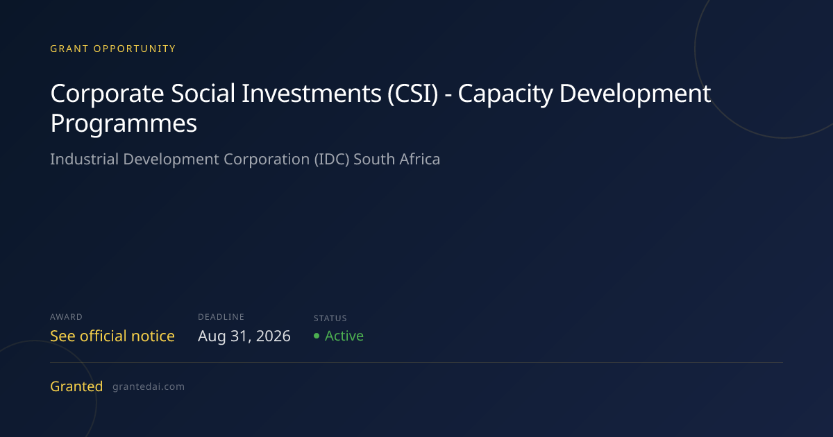 Corporate Social Investments (CSI) - Capacity Development Programmes ...