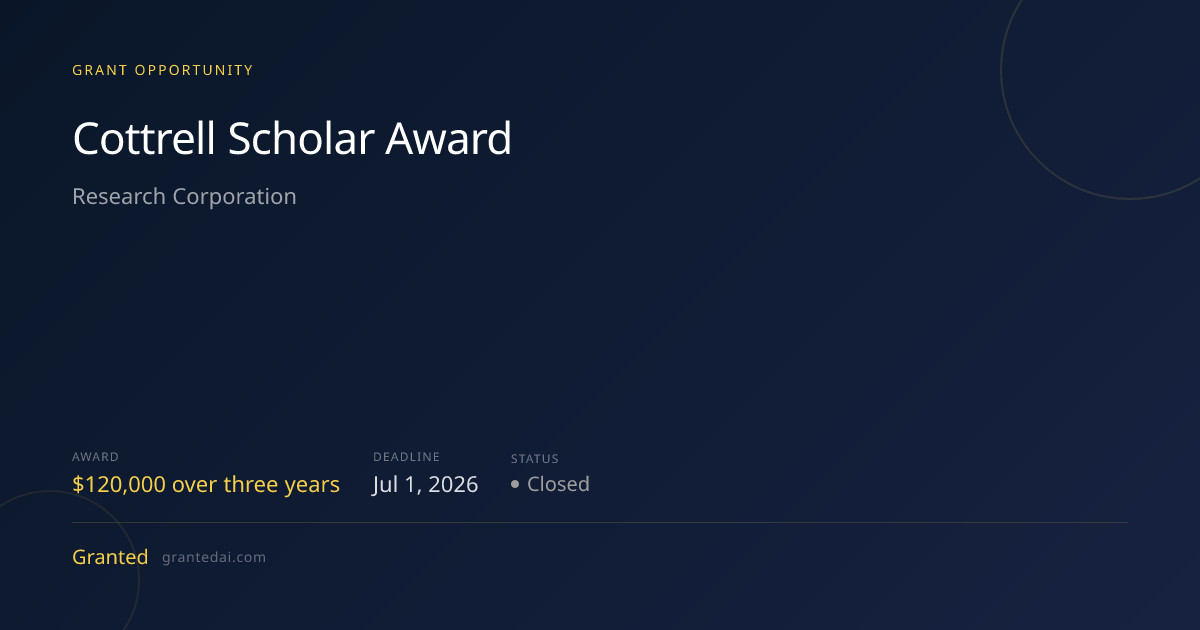 Cottrell Scholar Award (2026) | Granted AI