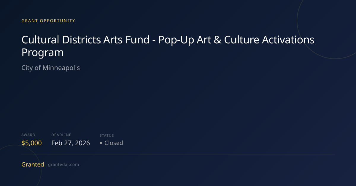 Cultural Districts Arts Fund - Pop-Up Art & Culture Activations Program ...