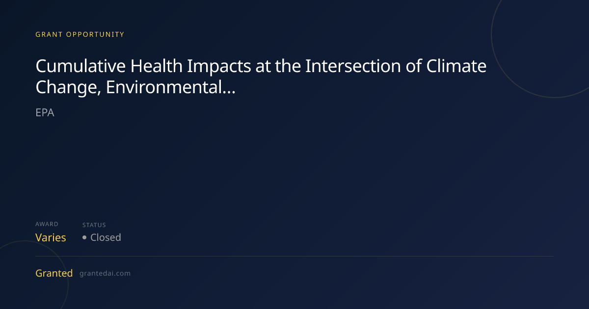 Cumulative Health Impacts at the Intersection of Climate Change ...