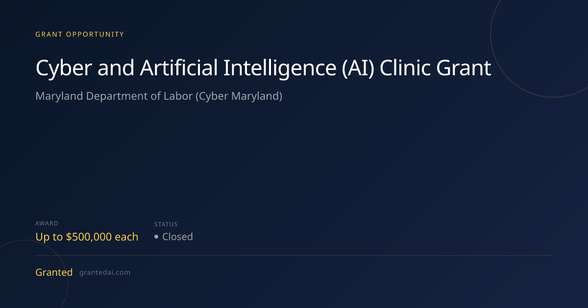 Cyber and Artificial Intelligence (AI) Clinic Grant (2026) | Granted AI