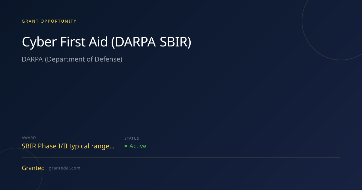 Cyber First Aid (DARPA SBIR) (2026) | Granted AI
