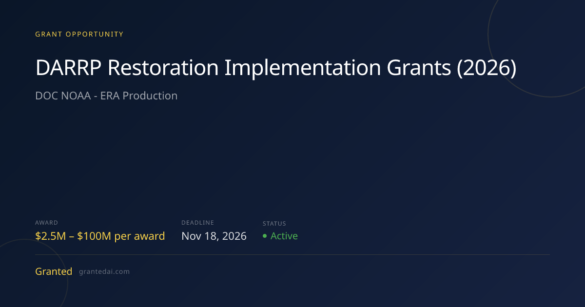 DARRP Restoration Implementation Grants (2026) (2026) | Granted AI