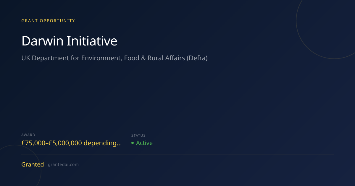 Darwin Initiative (2026) | Granted AI