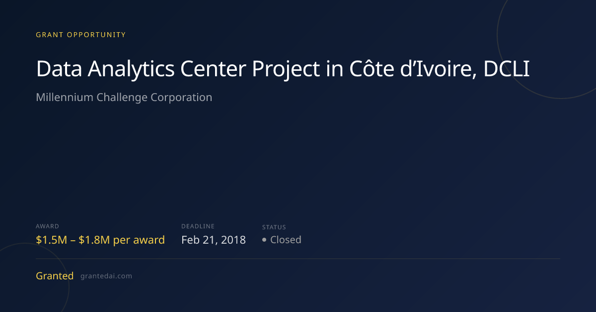 Data Analytics Center Project in Côte d’Ivoire, DCLI (2018) | Granted AI