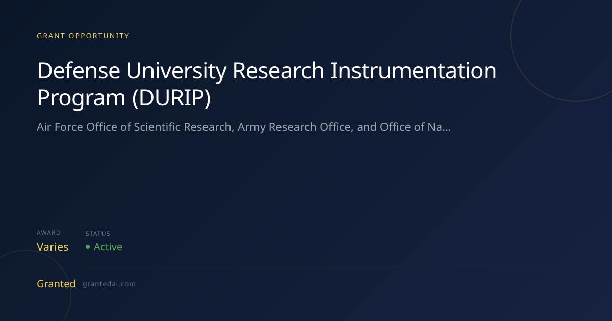 Defense University Research Instrumentation Program (DURIP) (2026 ...