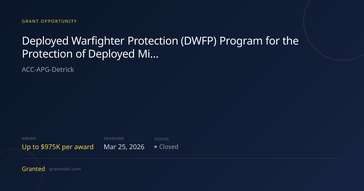 Deployed Warfighter Protection (DWFP) Program for the Protection of ...