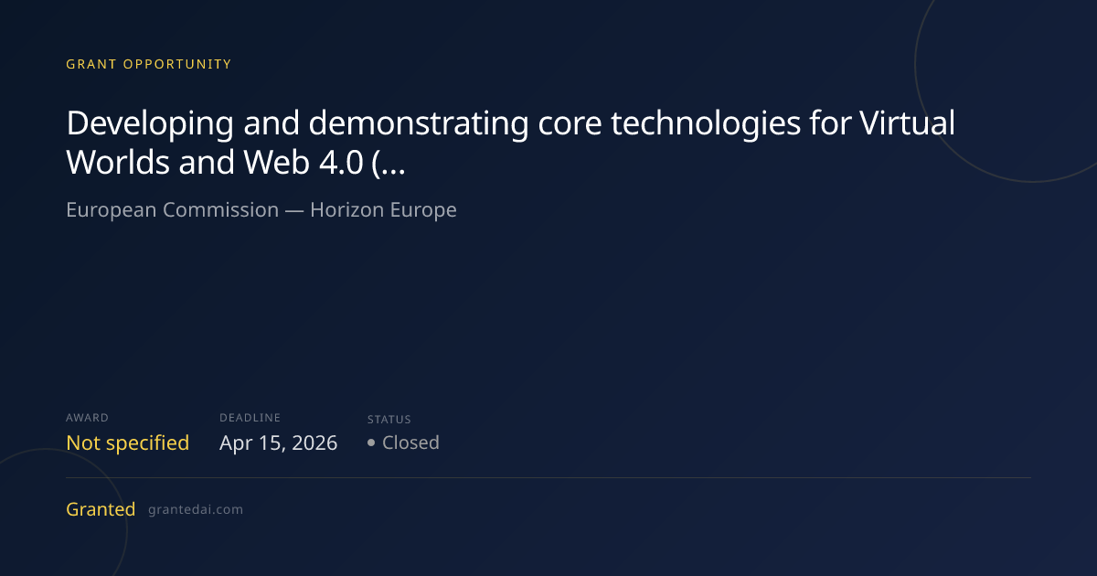 Developing and demonstrating core technologies for Virtual Worlds and ...