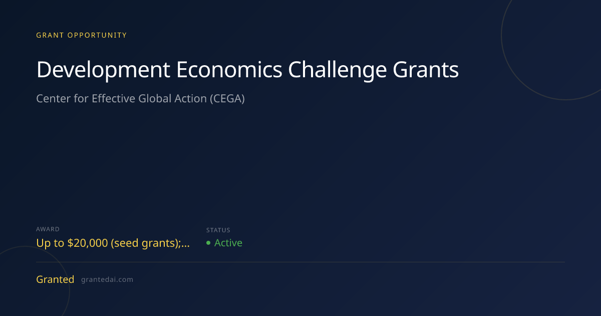 Development Economics Challenge Grants (2026) | Granted AI