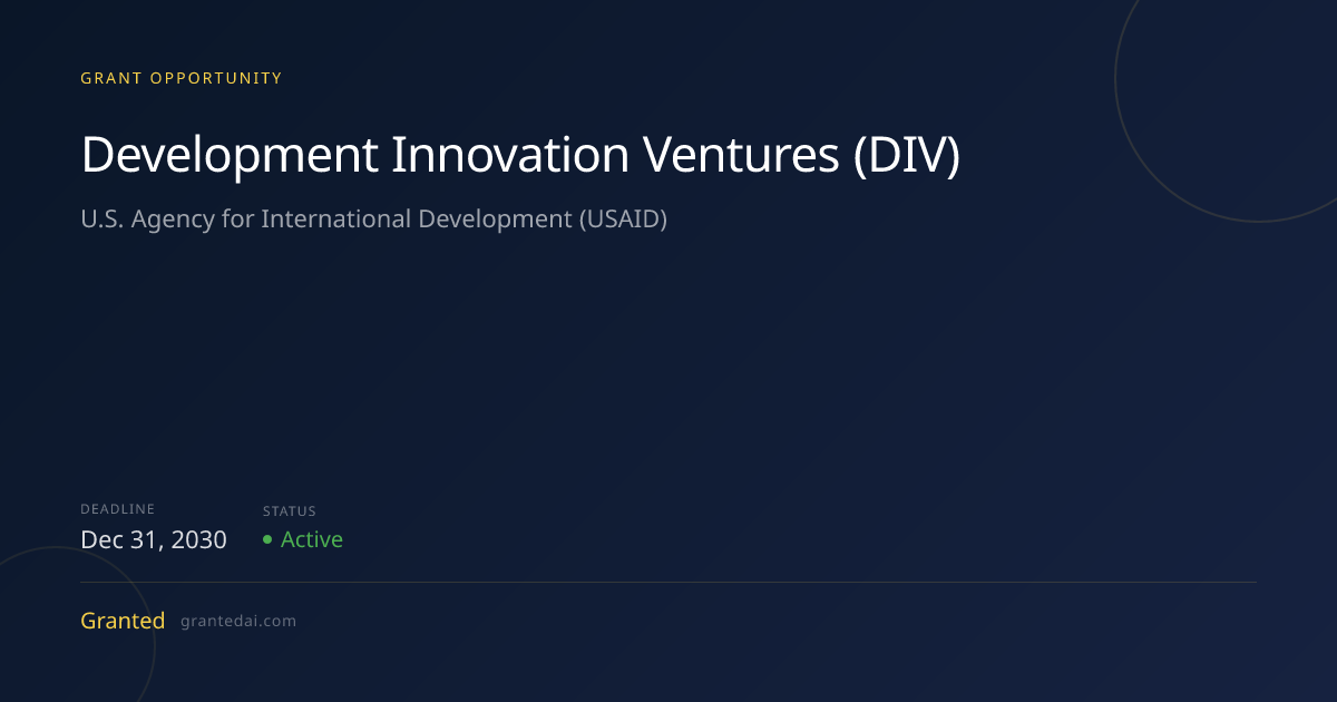 Development Innovation Ventures (DIV) (2026) | Granted AI