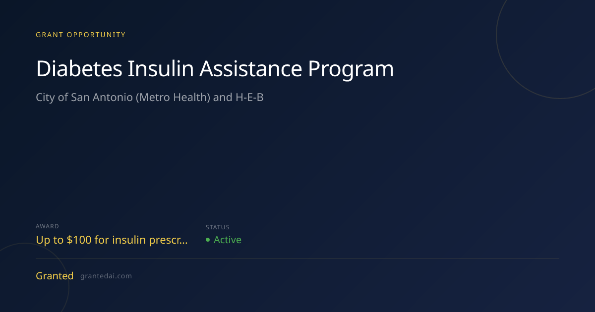 Diabetes Insulin Assistance Program (2026) | Granted AI