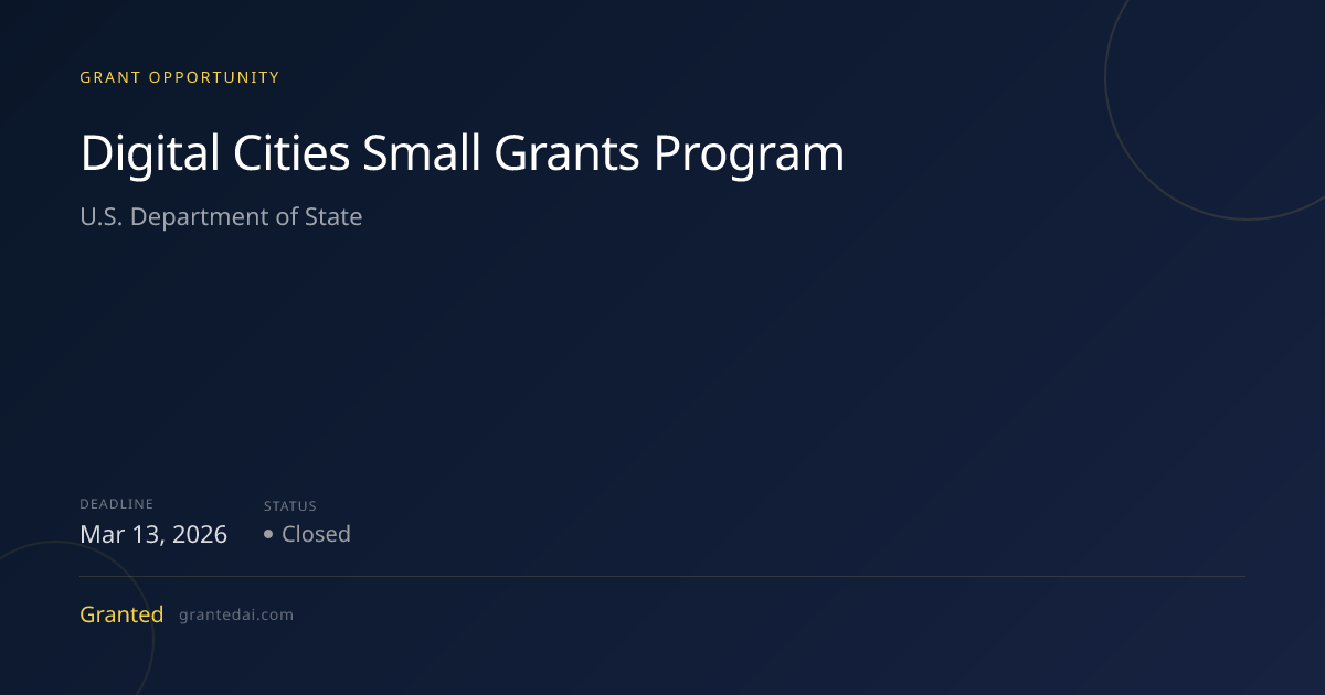 Digital Cities Small Grants Program (2026) | Granted AI