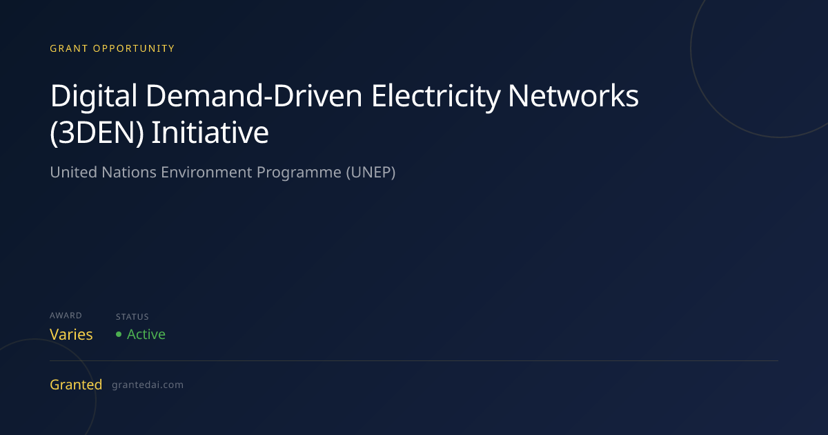 Digital Demand-Driven Electricity Networks (3DEN) Initiative (2026 ...