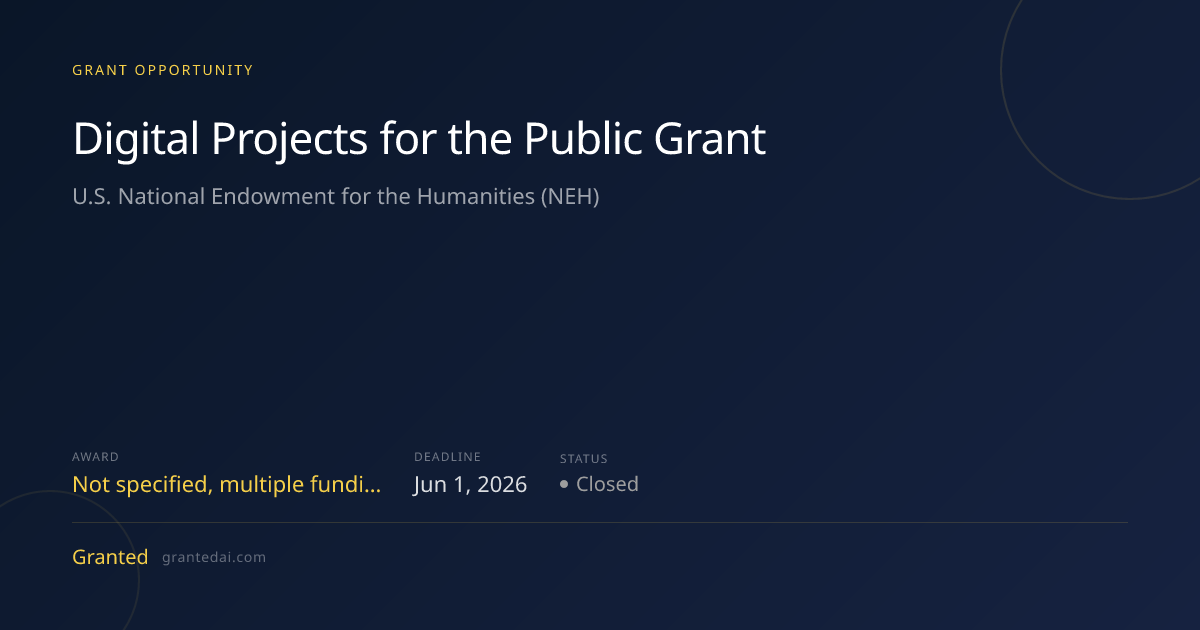 Digital Projects for the Public Grant (2026) | Granted AI