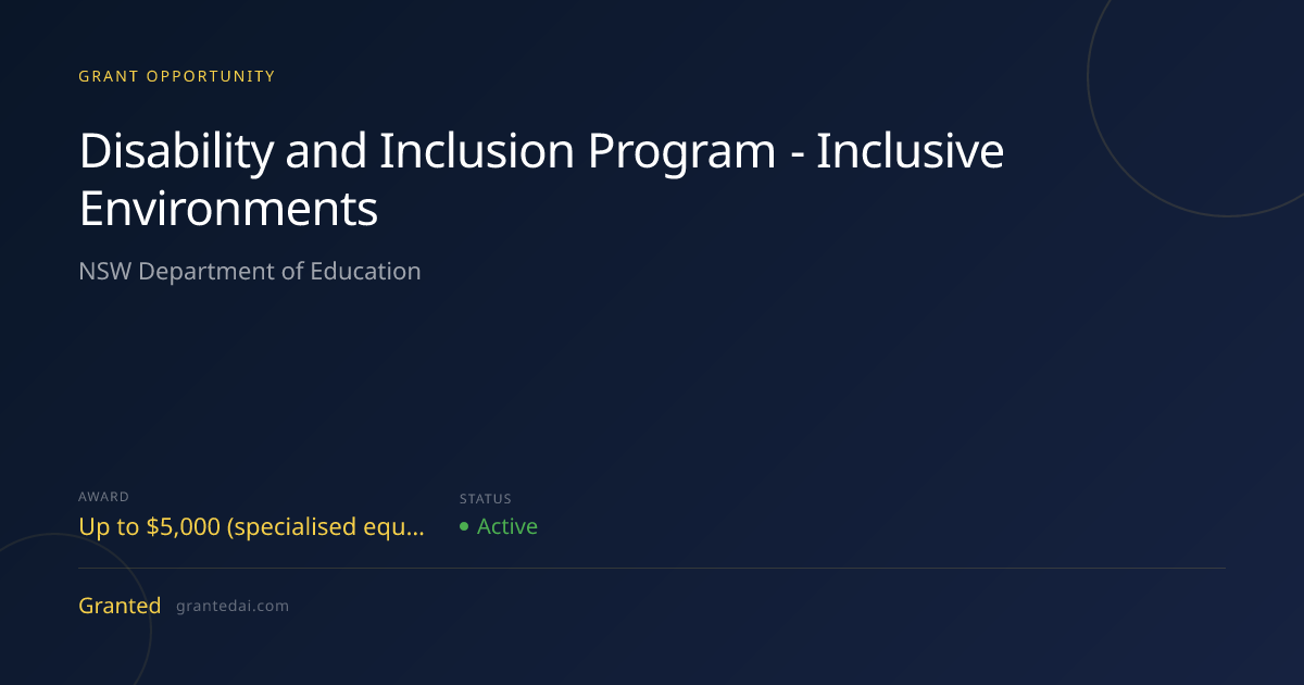 Disability and Inclusion Program - Inclusive Environments (2026 ...