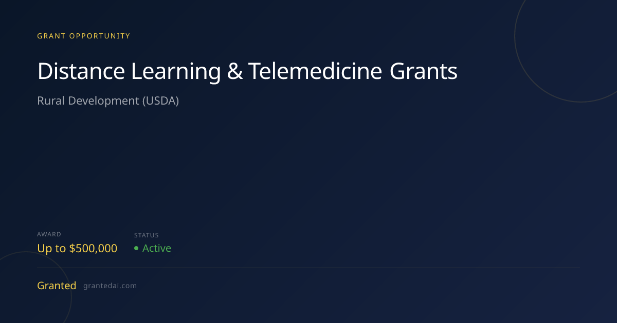 Distance Learning & Telemedicine Grants (2026) | Granted AI