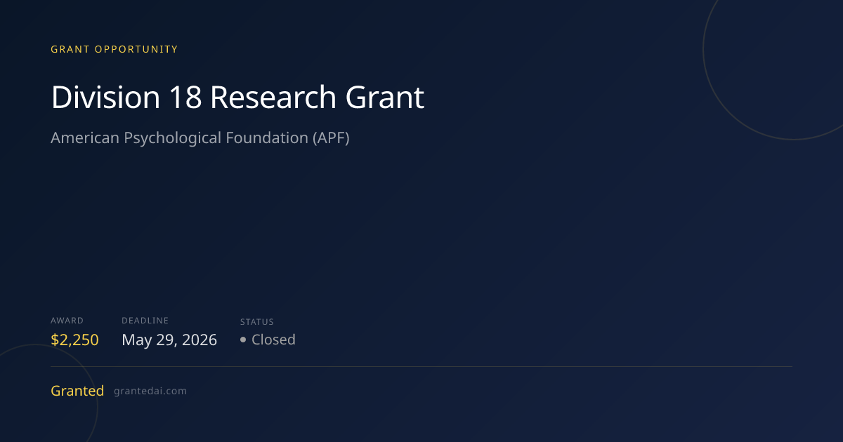 Division 18 Research Grant (2026) | Granted AI