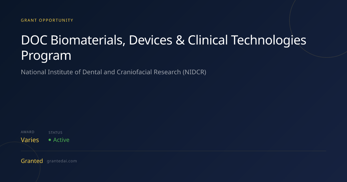 DOC Biomaterials, Devices & Clinical Technologies Program (2026 ...