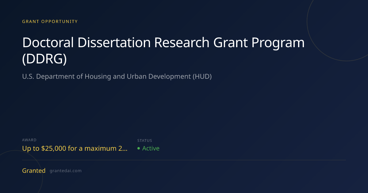 Doctoral Dissertation Research Grant Program (DDRG) (2026) | Granted AI