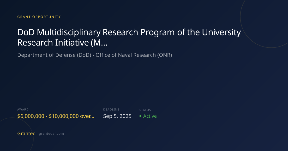 DoD Multidisciplinary Research Program of the University Research ...