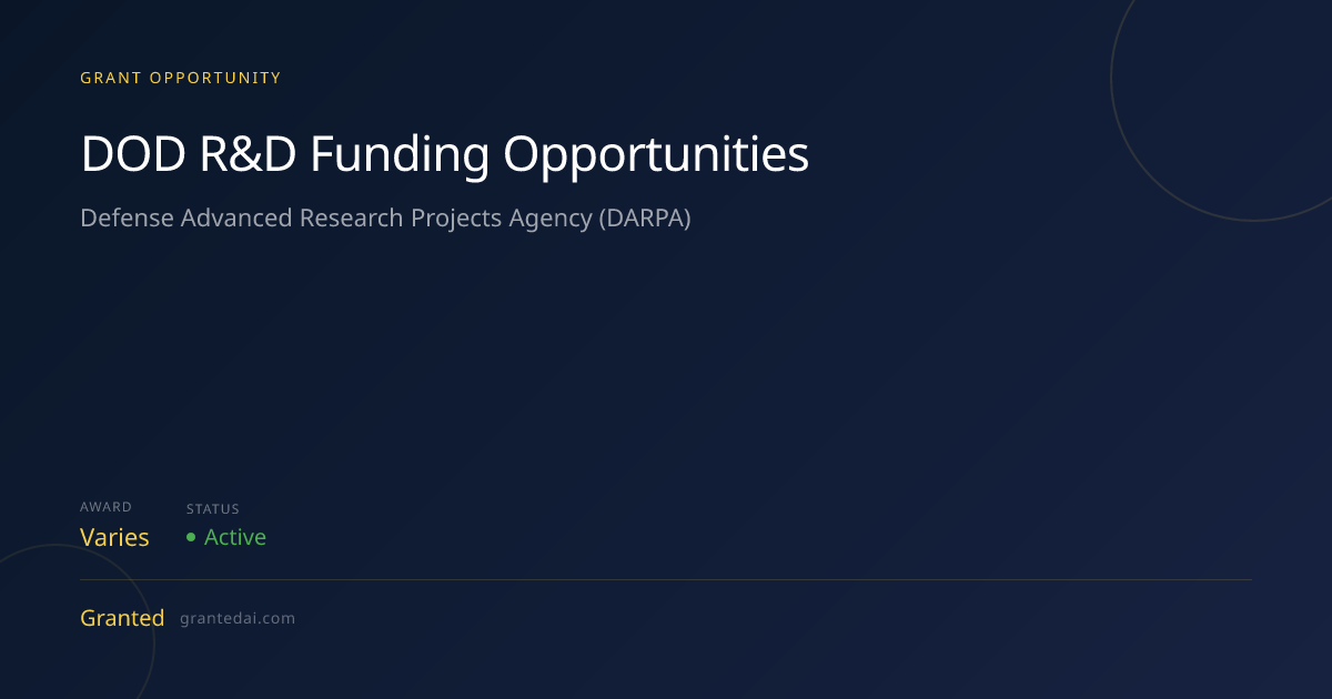 DOD R&D Funding Opportunities (2026) | Granted AI