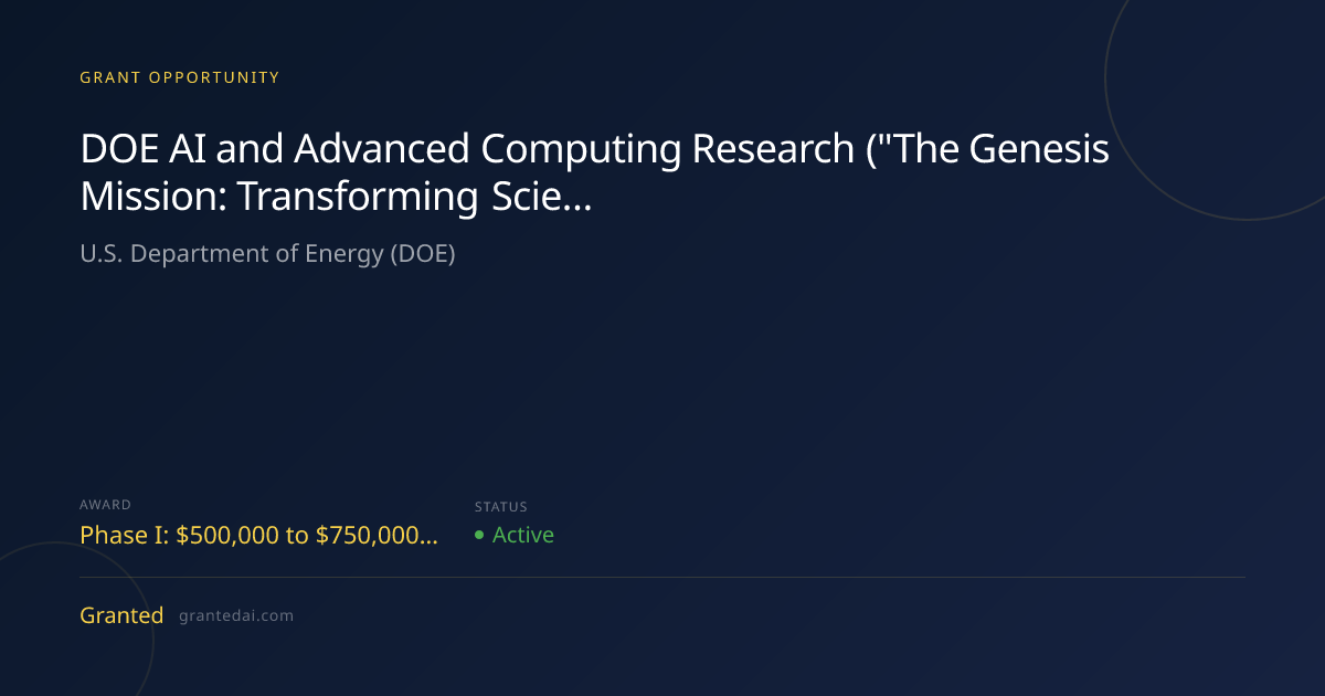 DOE AI and Advanced Computing Research ("The Genesis Mission ...