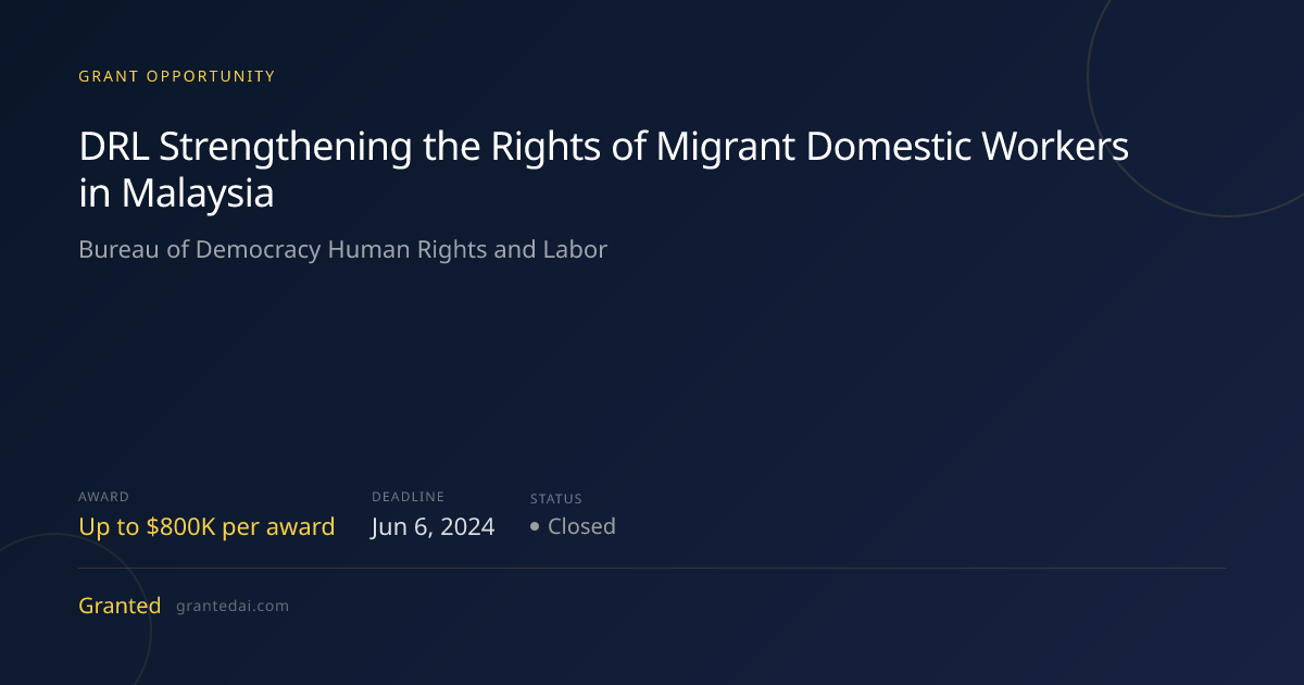 DRL Strengthening the Rights of Migrant Domestic Workers in Malaysia ...
