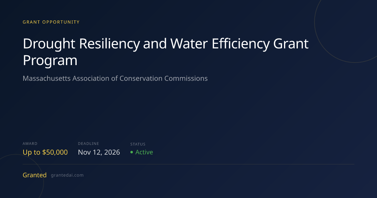 Drought Resiliency and Water Efficiency Grant Program (2026) | Granted AI