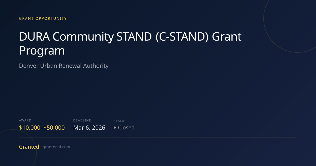 DURA Community STAND (C‑STAND) Grant Program (2026) | Granted AI