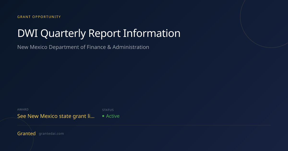 DWI Quarterly Report Information (2026) | Granted AI