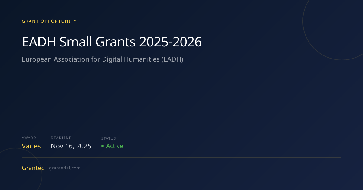 EADH Small Grants 2025-2026 (2025) | Granted AI