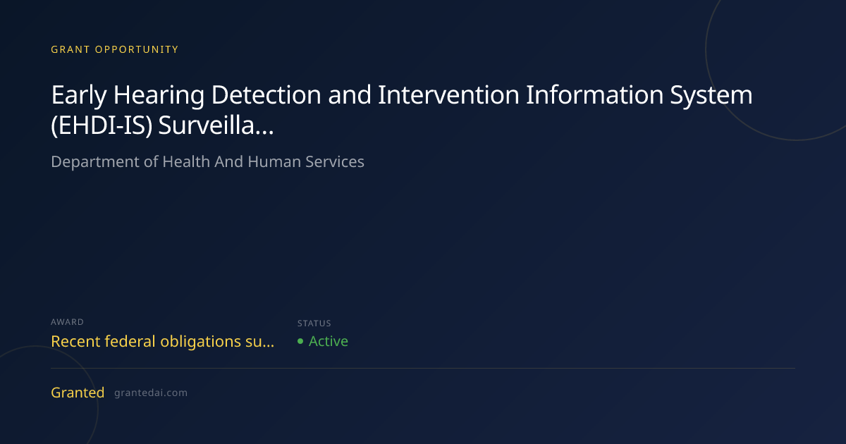 Early Hearing Detection and Intervention Information System (EHDI-IS ...