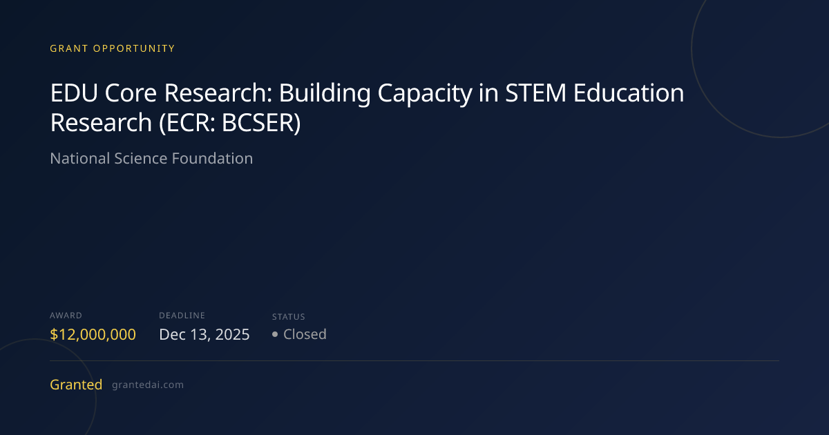 EDU Core Research: Building Capacity in STEM Education Research (ECR ...
