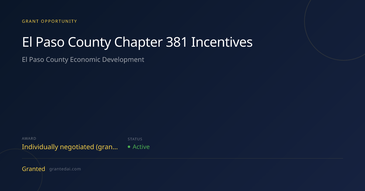 El Paso County Chapter 381 Incentives (2026) | Granted AI