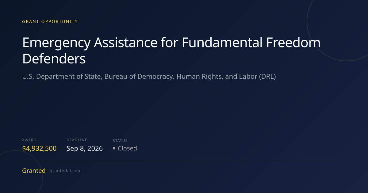 Emergency Assistance for Fundamental Freedom Defenders (2026) | Granted AI