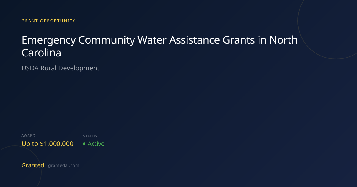 Emergency Community Water Assistance Grants in North Carolina (2026 ...