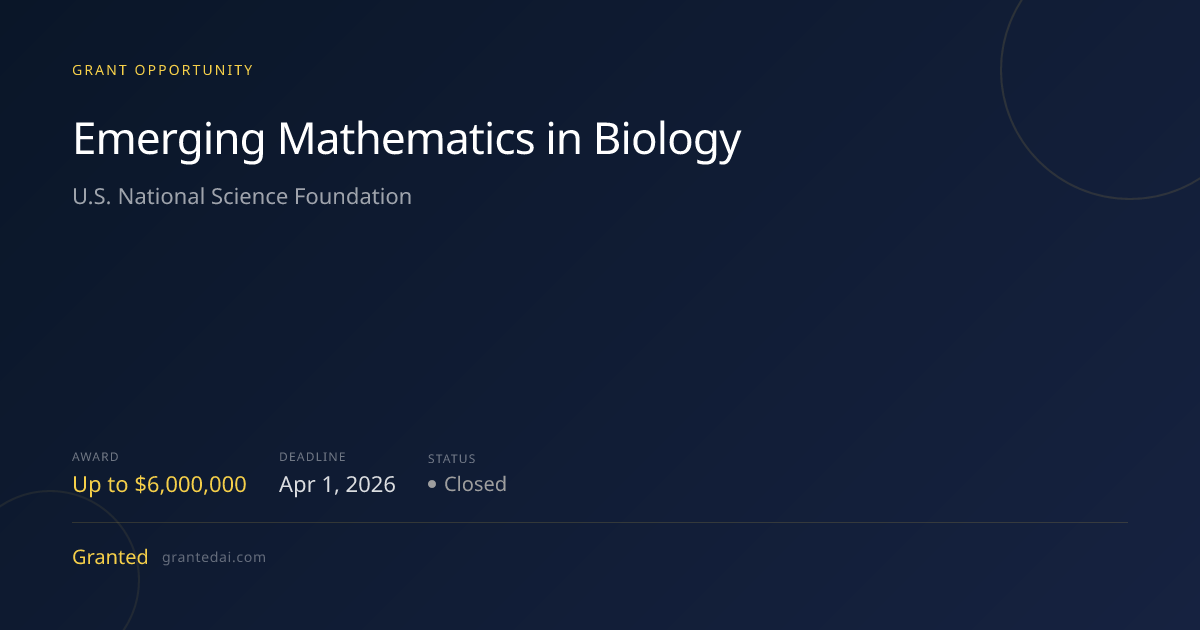 $6M for Nonprofits: Emerging Mathematics in Biology 2026 | Granted AI