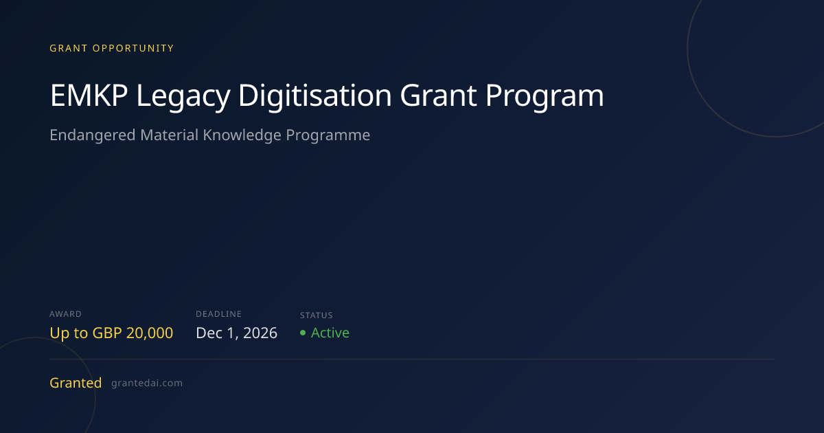 EMKP Legacy Digitisation Grant Program (2026) | Granted AI