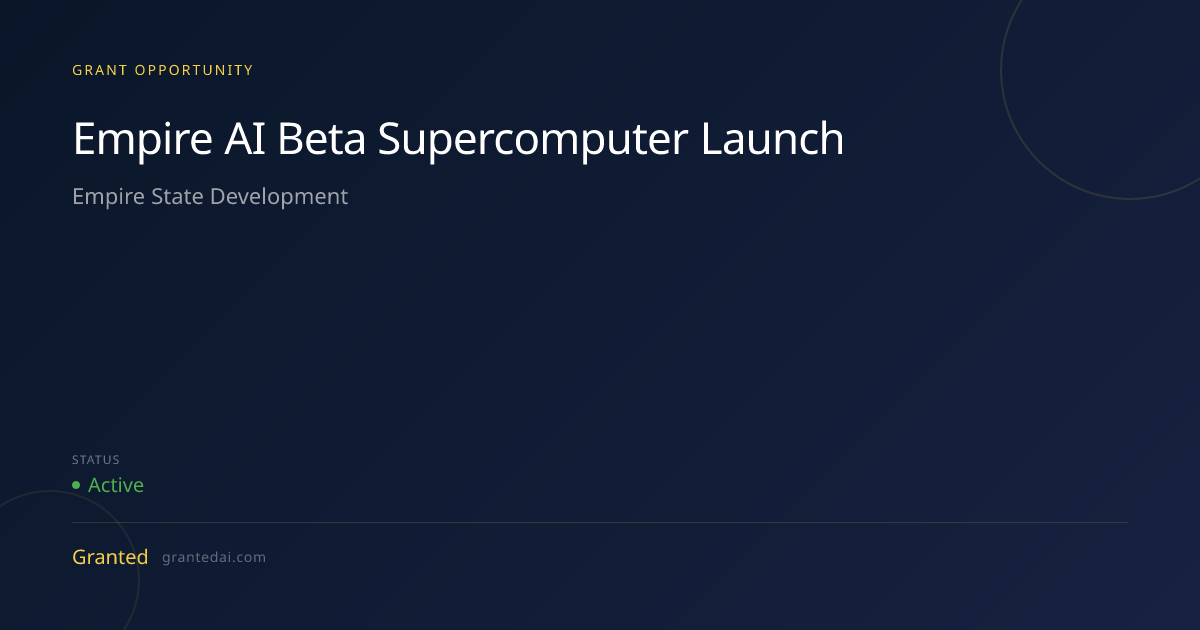 Empire AI Beta Supercomputer Launch (2026) | Granted AI