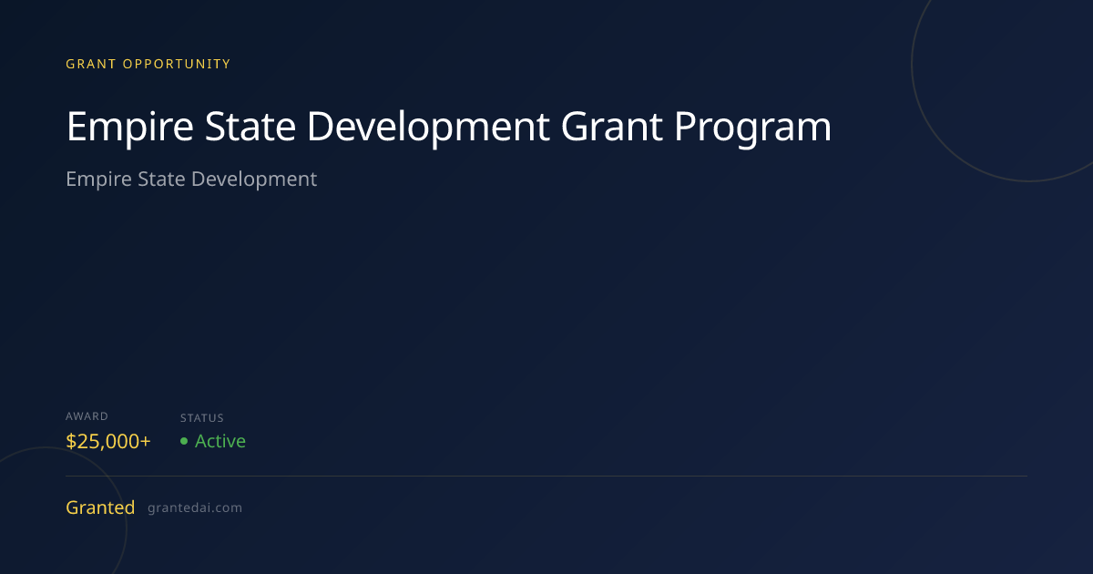 Empire State Development Grant Program (2026) | Granted AI