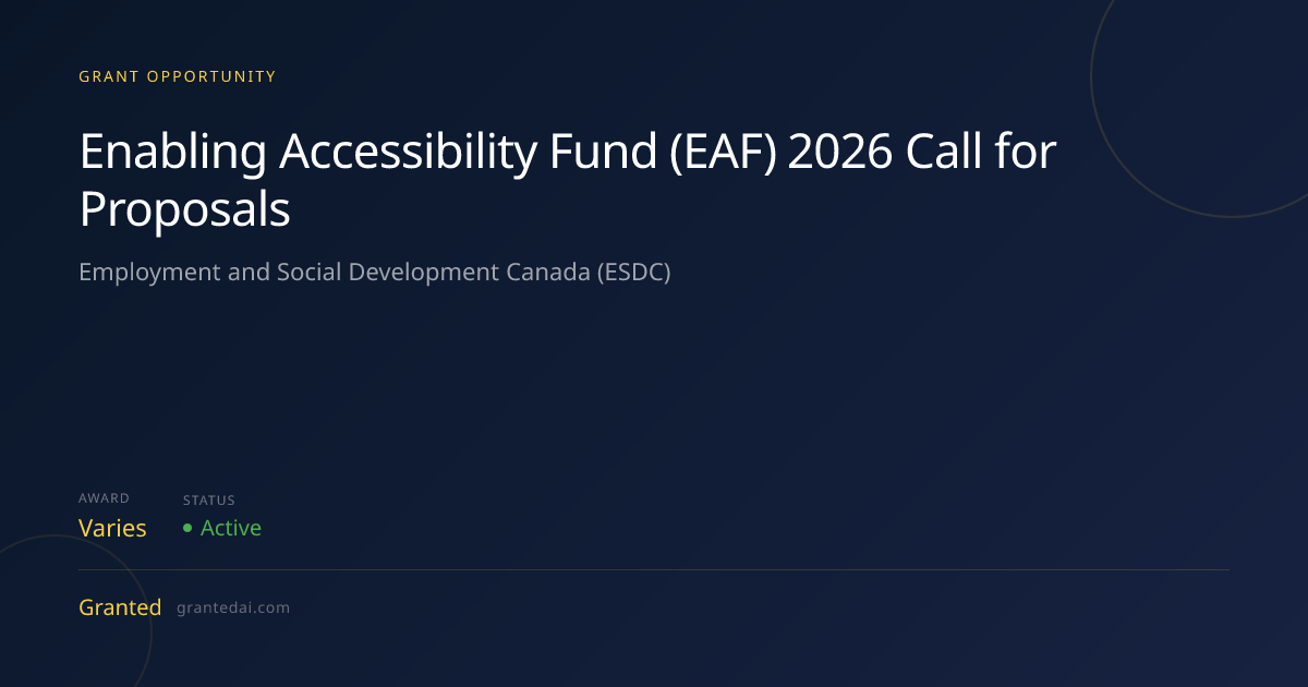 Enabling Accessibility Fund (EAF) 2026 Call for Proposals (2026 ...