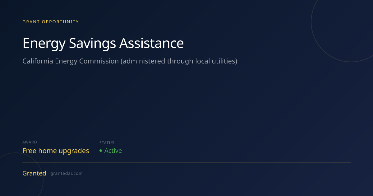 Energy Savings Assistance (2026) | Granted AI