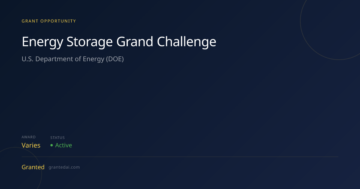 Energy Storage Grand Challenge (2026) | Granted AI