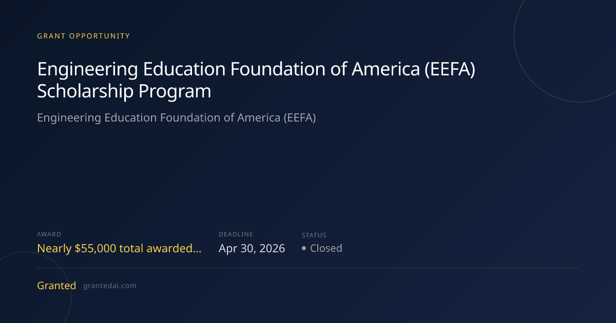 Engineering Education Foundation of America (EEFA) Scholarship Program ...