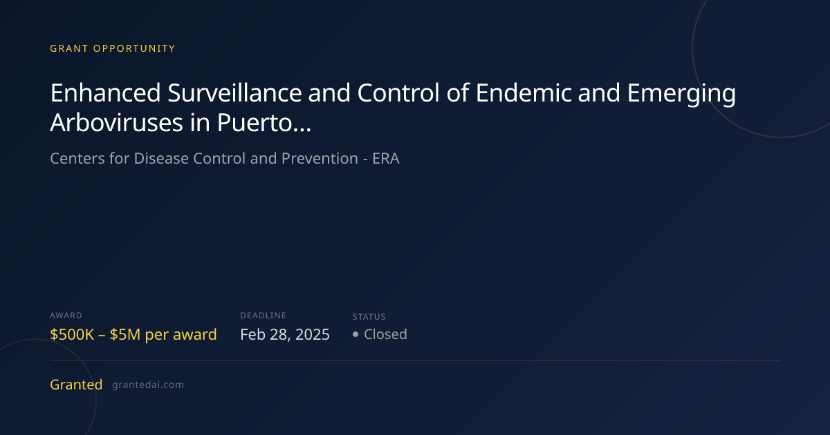 Enhanced Surveillance and Control of Endemic and Emerging Arboviruses ...