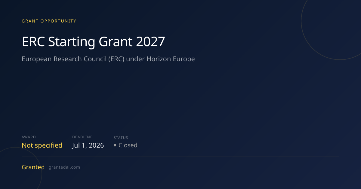 ERC Starting Grant 2027 (2026) | Granted AI