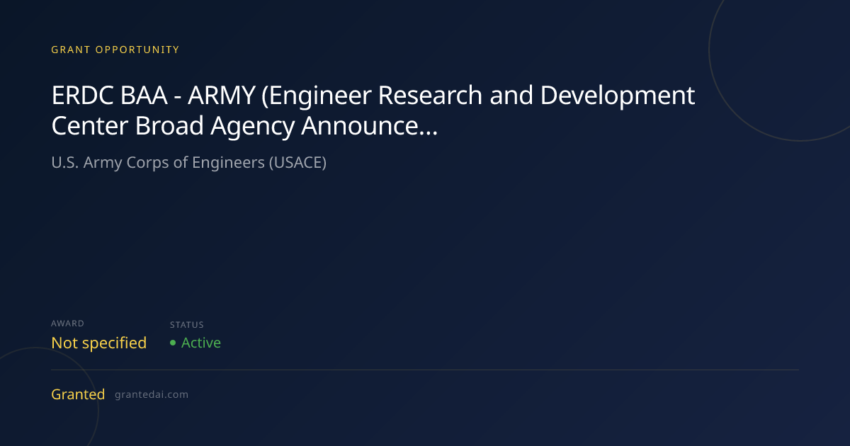 ERDC BAA - ARMY (Engineer Research and Development Center Broad Agency ...